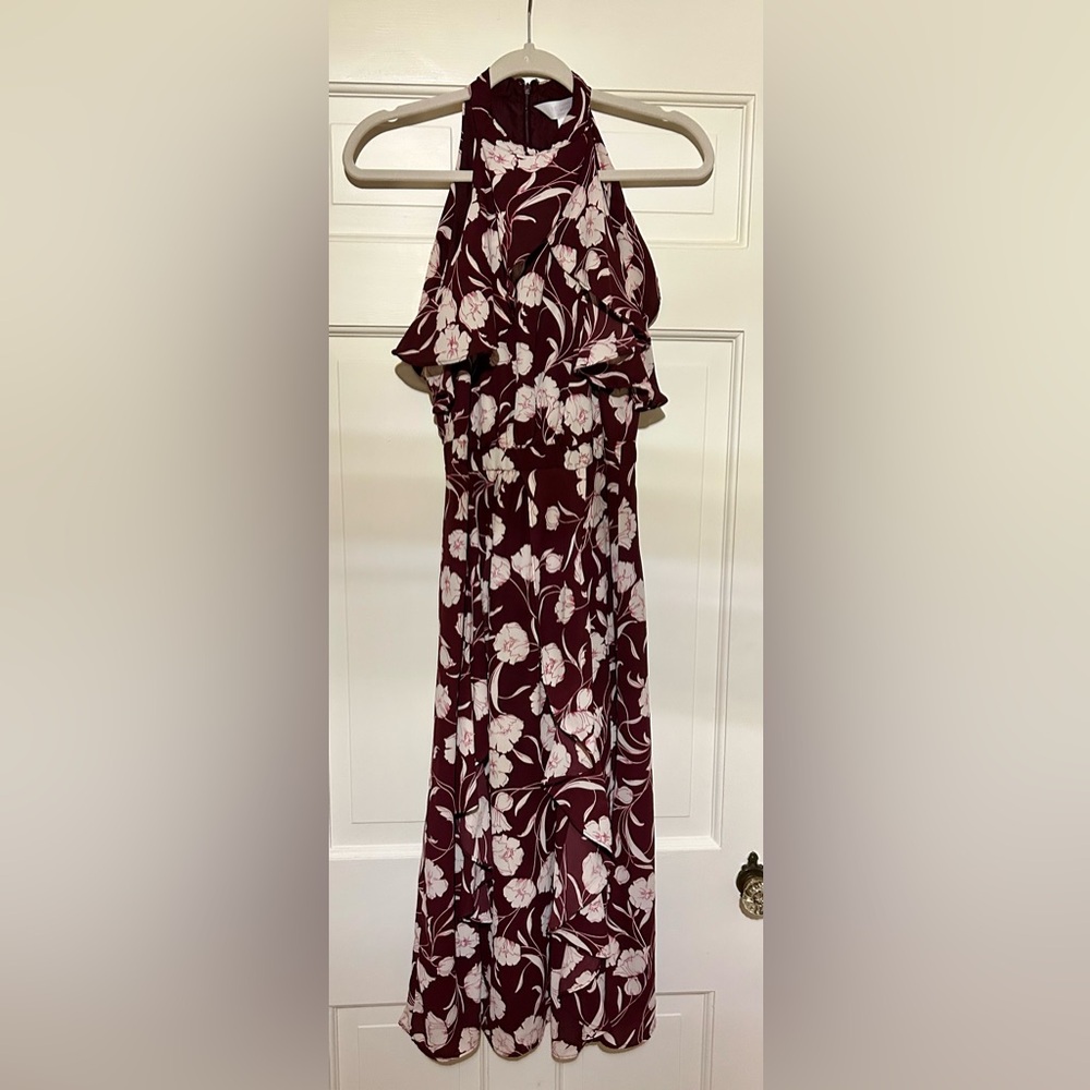 LC LAUREN CONRAD Runway Ruffled Floral Halter Dress size 4